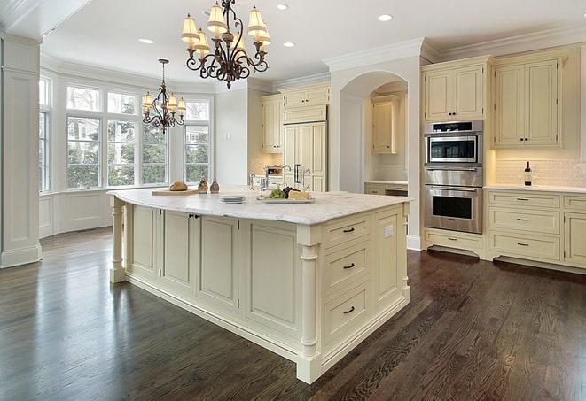 close-up of textured laminate floors in a kitchen in Austin AR